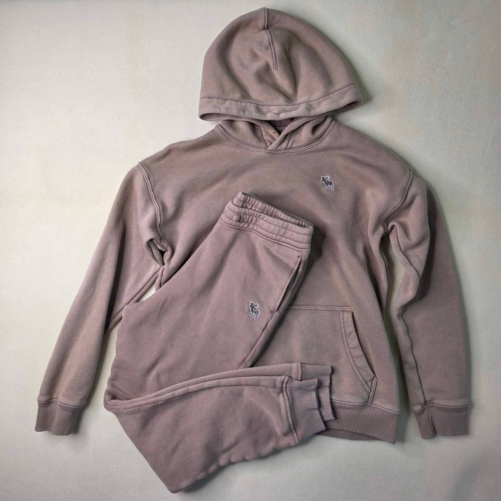 Abercrombie Kids A&F Essentials Hoodie and Joggers Set Mauve Brown 11/12